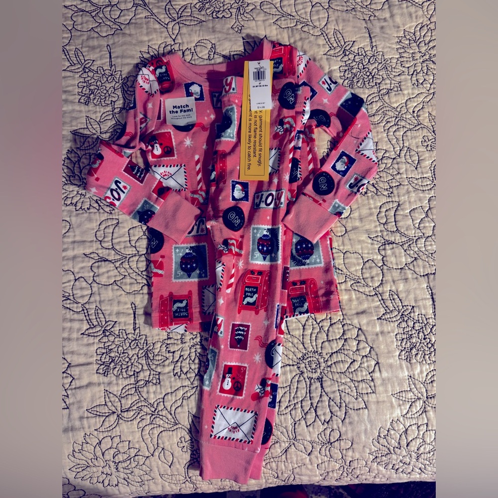 Assortment of adult and child Christmas PJs